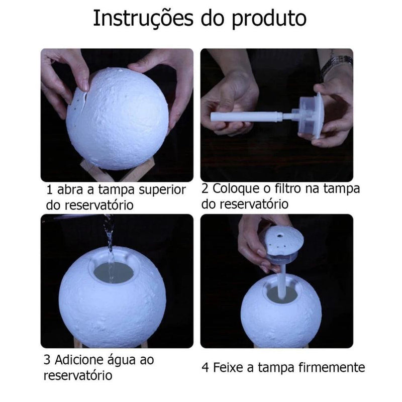 LunaCare 3D – Lâmpada Lua com Umidificador - SellerMix 